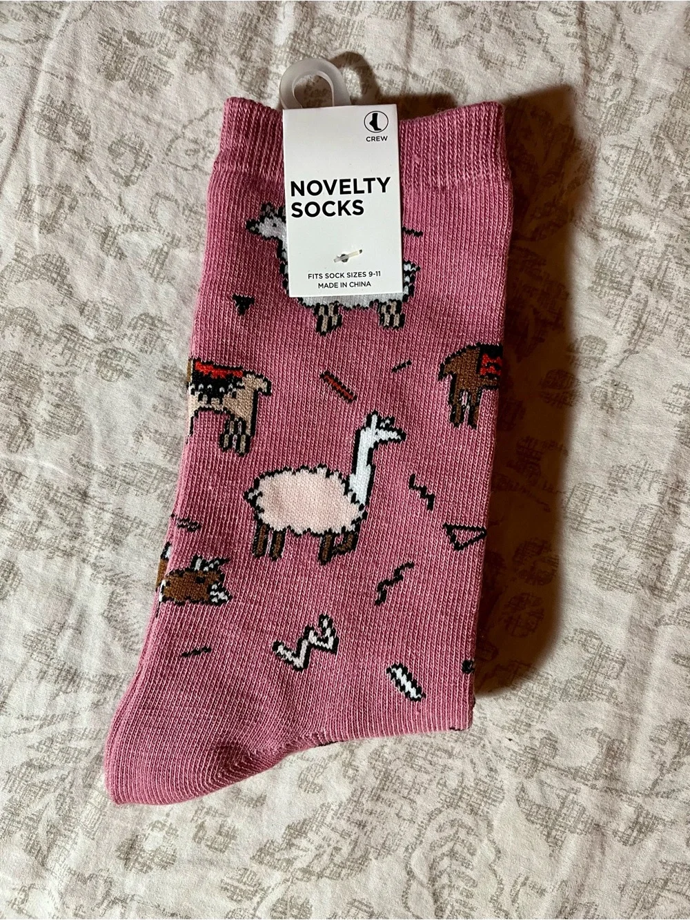 Kohl's Pink Novelty Llama Crew Socks